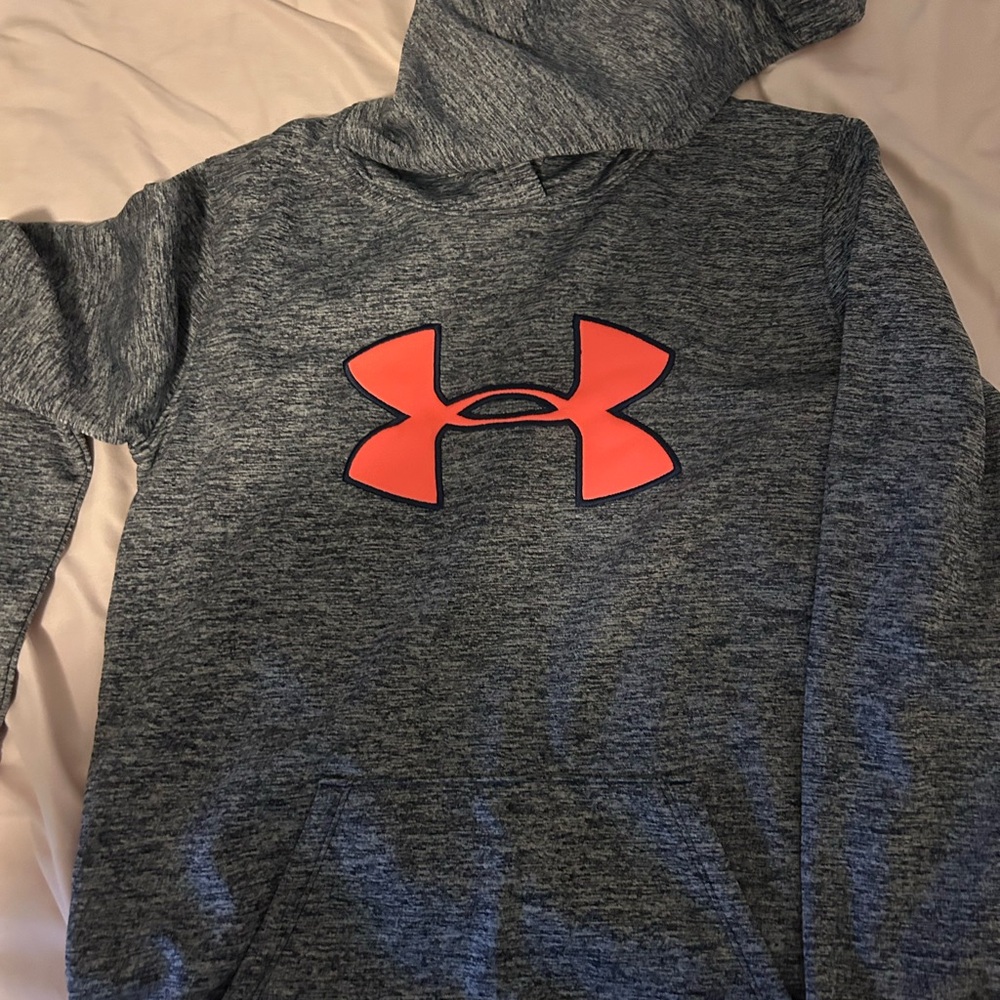 Under Armour Heathered Gray Hoodie with Coral Accents